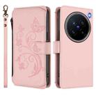 For vivo X200 Pro 5G Butterfly Love Flower Multi-card Zipper Wallet Leather Phone Case(Pink) - 2