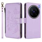 For vivo X200 Pro 5G Butterfly Love Flower Multi-card Zipper Wallet Leather Phone Case(Light Purple) - 2
