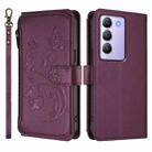 For vivo Y100 5G IDN / Y200e Global Butterfly Love Flower Multi-card Zipper Wallet Leather Phone Case(Dark Purple) - 2