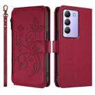 For vivo Y100 5G IDN / Y200e Global Butterfly Love Flower Multi-card Zipper Wallet Leather Phone Case(Wine Red) - 2