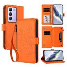 For vivo Y100 5G IDN / Y200e Global Butterfly Love Flower Multi-card Zipper Wallet Leather Phone Case(Orange) - 1