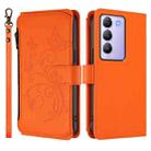 For vivo Y100 5G IDN / Y200e Global Butterfly Love Flower Multi-card Zipper Wallet Leather Phone Case(Orange) - 2