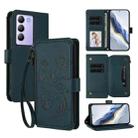 For vivo Y100 5G IDN / Y200e Global Butterfly Love Flower Multi-card Zipper Wallet Leather Phone Case(Dark Green) - 1
