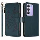 For vivo Y100 5G IDN / Y200e Global Butterfly Love Flower Multi-card Zipper Wallet Leather Phone Case(Dark Green) - 2