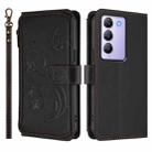 For vivo Y100 5G IDN / Y200e Global Butterfly Love Flower Multi-card Zipper Wallet Leather Phone Case(Black) - 2