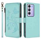 For vivo Y100 5G IDN / Y200e Global Butterfly Love Flower Multi-card Zipper Wallet Leather Phone Case(Mint Green) - 2