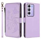 For vivo Y100 5G IDN / Y200e Global Butterfly Love Flower Multi-card Zipper Wallet Leather Phone Case(Light Purple) - 2