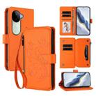 For vivo V40e 5G India / iQOO Z9s 5G Butterfly Love Flower Multi-card Zipper Wallet Leather Phone Case(Orange) - 1