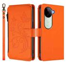 For vivo V40e 5G India / iQOO Z9s 5G Butterfly Love Flower Multi-card Zipper Wallet Leather Phone Case(Orange) - 2