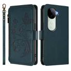 For vivo V40e 5G India / iQOO Z9s 5G Butterfly Love Flower Multi-card Zipper Wallet Leather Phone Case(Dark Green) - 2