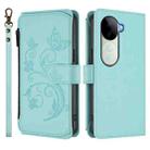 For vivo V40e 5G India / iQOO Z9s 5G Butterfly Love Flower Multi-card Zipper Wallet Leather Phone Case(Mint Green) - 2