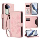 For vivo V40e 5G India / iQOO Z9s 5G Butterfly Love Flower Multi-card Zipper Wallet Leather Phone Case(Pink) - 1