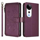 For vivo V40 5G / V40 Pro 5G Butterfly Love Flower Multi-card Zipper Wallet Leather Phone Case(Dark Purple) - 2
