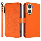 For vivo Y03 / Y18 Global / Y28s 5G Butterfly Love Flower Multi-card Zipper Wallet Leather Phone Case(Orange) - 2