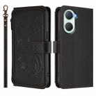 For vivo Y03 / Y18 Global / Y28s 5G Butterfly Love Flower Multi-card Zipper Wallet Leather Phone Case(Black) - 2