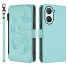 For vivo Y03 / Y18 Global / Y28s 5G Butterfly Love Flower Multi-card Zipper Wallet Leather Phone Case(Mint Green) - 2