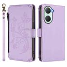 For vivo Y03 / Y18 Global / Y28s 5G Butterfly Love Flower Multi-card Zipper Wallet Leather Phone Case(Light Purple) - 2