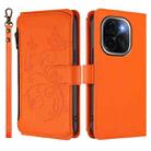 For vivo iQOO Z9s Pro 5G India / T3 Pro Butterfly Love Flower Multi-card Zipper Wallet Leather Phone Case(Orange) - 2