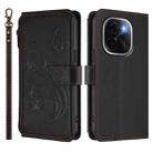 For vivo iQOO Z9s Pro 5G India / T3 Pro Butterfly Love Flower Multi-card Zipper Wallet Leather Phone Case(Black) - 2
