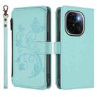 For vivo iQOO Z9s Pro 5G India / T3 Pro Butterfly Love Flower Multi-card Zipper Wallet Leather Phone Case(Mint Green) - 2