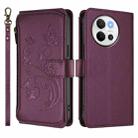 For vivo V40 Lite 5G / V30e 5G Butterfly Love Flower Multi-card Zipper Wallet Leather Phone Case(Dark Purple) - 2