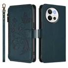 For vivo V40 Lite 5G / V30e 5G Butterfly Love Flower Multi-card Zipper Wallet Leather Phone Case(Dark Green) - 2