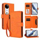 For vivo S19 Butterfly Love Flower Multi-card Zipper Wallet Leather Phone Case(Orange) - 1