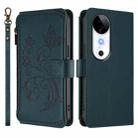 For vivo S19 Butterfly Love Flower Multi-card Zipper Wallet Leather Phone Case(Dark Green) - 2