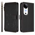 For vivo S19 Butterfly Love Flower Multi-card Zipper Wallet Leather Phone Case(Black) - 2