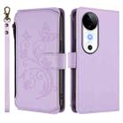 For vivo S19 Butterfly Love Flower Multi-card Zipper Wallet Leather Phone Case(Light Purple) - 2