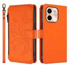 For vivo Y28 4G Global Butterfly Love Flower Multi-card Zipper Wallet Leather Phone Case(Orange) - 2