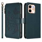 For vivo Y28 4G Global Butterfly Love Flower Multi-card Zipper Wallet Leather Phone Case(Dark Green) - 2