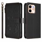 For vivo Y28 4G Global Butterfly Love Flower Multi-card Zipper Wallet Leather Phone Case(Black) - 2