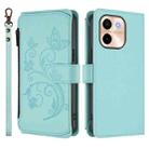 For vivo Y28 4G Global Butterfly Love Flower Multi-card Zipper Wallet Leather Phone Case(Mint Green) - 2