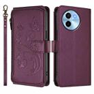 For vivo Y38 5G Global / T3X 5G Butterfly Love Flower Multi-card Zipper Wallet Leather Phone Case(Dark Purple) - 2