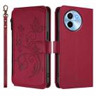 For vivo Y38 5G Global / T3X 5G Butterfly Love Flower Multi-card Zipper Wallet Leather Phone Case(Wine Red) - 2