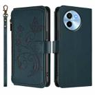 For vivo Y38 5G Global / T3X 5G Butterfly Love Flower Multi-card Zipper Wallet Leather Phone Case(Dark Green) - 2