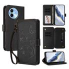 For vivo Y38 5G Global / T3X 5G Butterfly Love Flower Multi-card Zipper Wallet Leather Phone Case(Black) - 1