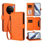 For vivo X100 Pro / X100s Pro Butterfly Love Flower Multi-card Zipper Wallet Leather Phone Case(Orange) - 1