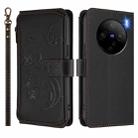 For vivo X100 Pro / X100s Pro Butterfly Love Flower Multi-card Zipper Wallet Leather Phone Case(Black) - 2