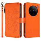 For vivo X100s 5G Butterfly Love Flower Multi-card Zipper Wallet Leather Phone Case(Orange) - 2
