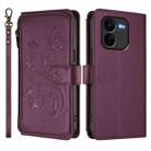 For vivo iQOO Z9x Butterfly Love Flower Multi-card Zipper Wallet Leather Phone Case(Dark Purple) - 2