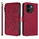 For vivo iQOO Z9x Butterfly Love Flower Multi-card Zipper Wallet Leather Phone Case(Wine Red) - 2