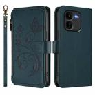 For vivo iQOO Z9x Butterfly Love Flower Multi-card Zipper Wallet Leather Phone Case(Dark Green) - 2