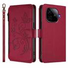 For vivo iQOO Neo Z9 / Z9 Pro Turbo 5G Butterfly Love Flower Multi-card Zipper Wallet Leather Phone Case(Wine Red) - 2