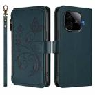 For vivo iQOO Neo Z9 / Z9 Pro Turbo 5G Butterfly Love Flower Multi-card Zipper Wallet Leather Phone Case(Dark Green) - 2