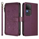 For vivo S18 / S18 Pro 5G / V30 Pro Butterfly Love Flower Multi-card Zipper Wallet Leather Phone Case(Dark Purple) - 2
