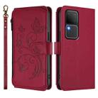 For vivo S18 / S18 Pro 5G / V30 Pro Butterfly Love Flower Multi-card Zipper Wallet Leather Phone Case(Wine Red) - 2