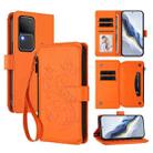 For vivo S18 / S18 Pro 5G / V30 Pro Butterfly Love Flower Multi-card Zipper Wallet Leather Phone Case(Orange) - 1