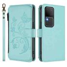 For vivo S18 / S18 Pro 5G / V30 Pro Butterfly Love Flower Multi-card Zipper Wallet Leather Phone Case(Mint Green) - 2